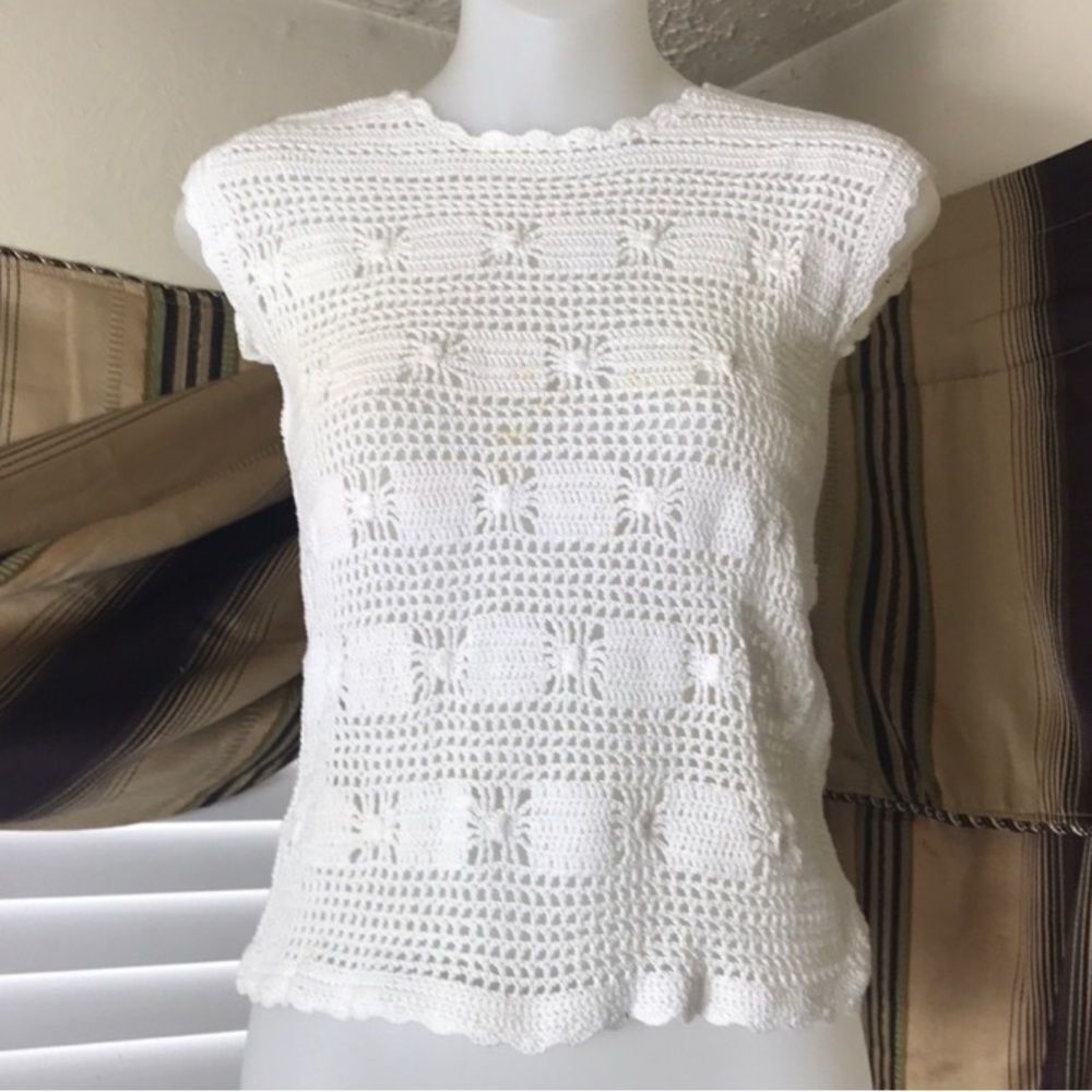 Vintage Handmade Hand Crafted Crochet Women’s Blouse M